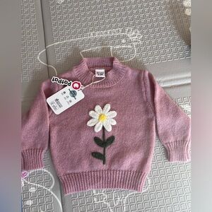 Baby girl/kids Pink Sweater with Daisy Design